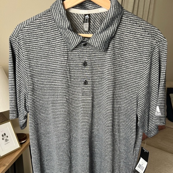 ADIDAS Men's XL Feeder Stripe Golf Polo Shirt Black Casual NWT $65 - Picture 2 of 10